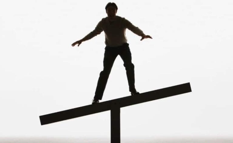 Balance and stability on a narrow beam for focus and confidence.